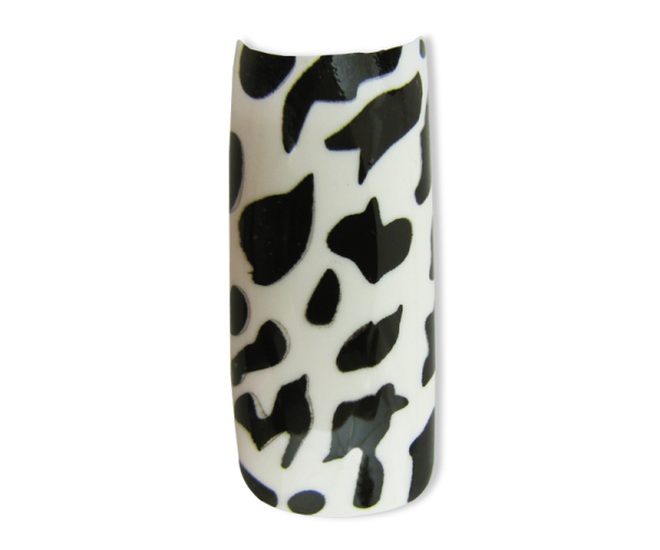 Decorative Nail Tips Half Well Spots Black on White (70) (PDFL39