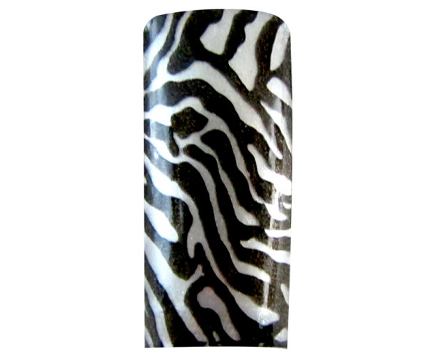 Decorative Nail Tips Half Well Tiger Black on Silver (70) (PDFL5