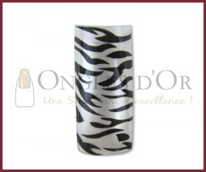 Decorative Nail Tips - Half Well - Tiger Print Black/Silver (70)