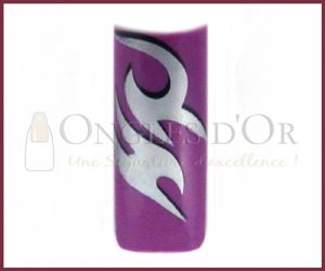 Decorative Nail Tips - Half Well - Tribal Design Silver/Purple (