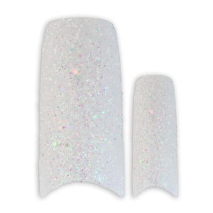 Decorative Nail Tips - Half Well - White Glitter 100 pcs