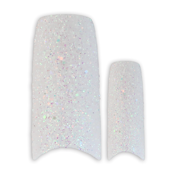 Decorative Nail Tips – Half Well – White Glitter 100 pcs