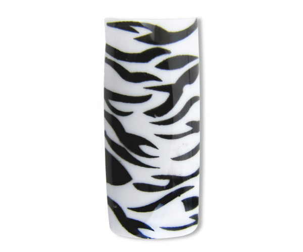 Decorative Nail Tips Half Well Zebra Black on White (70) (PDFL19