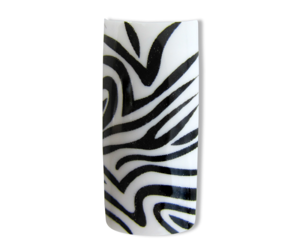 Decorative Nail Tips Half Well Zebra Black on White (70) (PDFL38