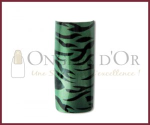 Decorative Nail Tips - Half Well - Zebra Pattern Black/Metallic