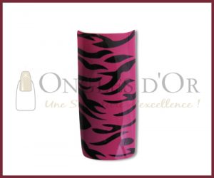 Decorative Nail Tips - Half Well - Zebra Pattern Black/Pink (70)