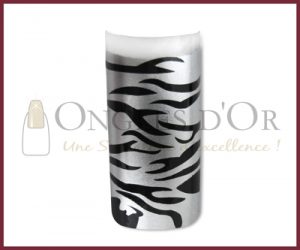 Decorative Nail Tips - Half Well - Zebra Pattern Black/Silver (7