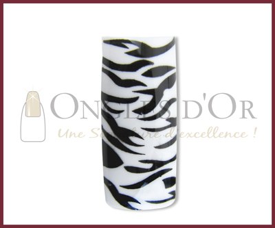 Decorative Nail Tips – Half Well – Zebra Pattern Black/White (70