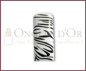 Decorative Nail Tips - Half Well - Zebra Pattern Black/White Ber