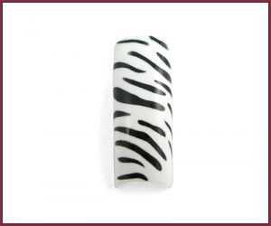 Decorative Nail Tips - Half Well - Zebra Pattern Black/White (YN