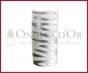 Decorative Nail Tips - Half Well - Zebra Pattern Silver/White (7
