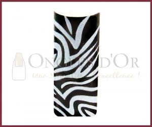 Decorative Nail Tips - Half Well - Zebra Pattern White/Black (70