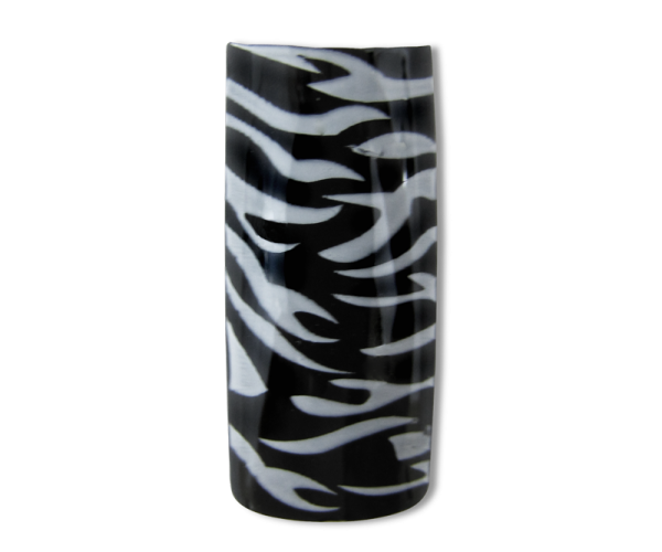 Decorative Nail Tips Half Well Zebra White on Black (70) (PDFL390)