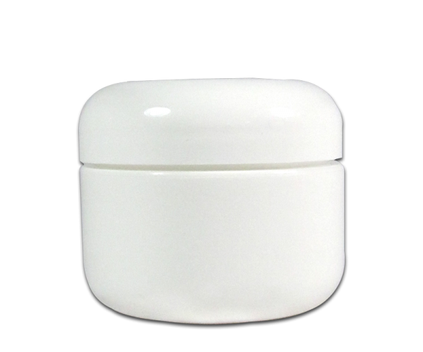 Empty Double-Wall Plastic Jar with Lid – White – 1 oz