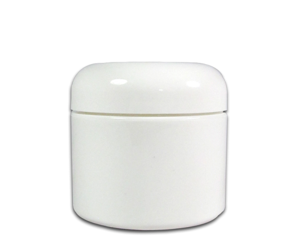 Empty Double-Wall Plastic Jar with Lid – White – 2 oz