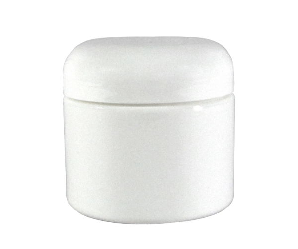 Empty Double-Wall Plastic Jar with Lid – White – 4 oz