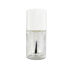 Empty Glass Bottle - 15 mL with White Cap and Brush