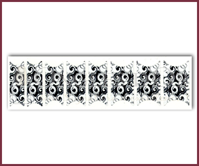 French Style Nail Sticker Black on White Arabesque #1