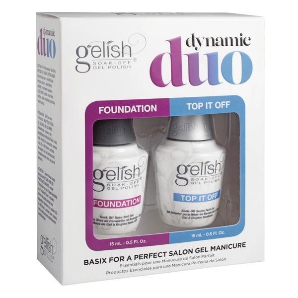 Gelish Gel Polish Dynamic Duo – Base Gel + Top it Off