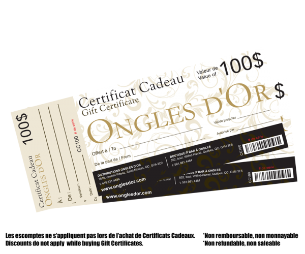 Gift Certificat 100.00$ (CC100)