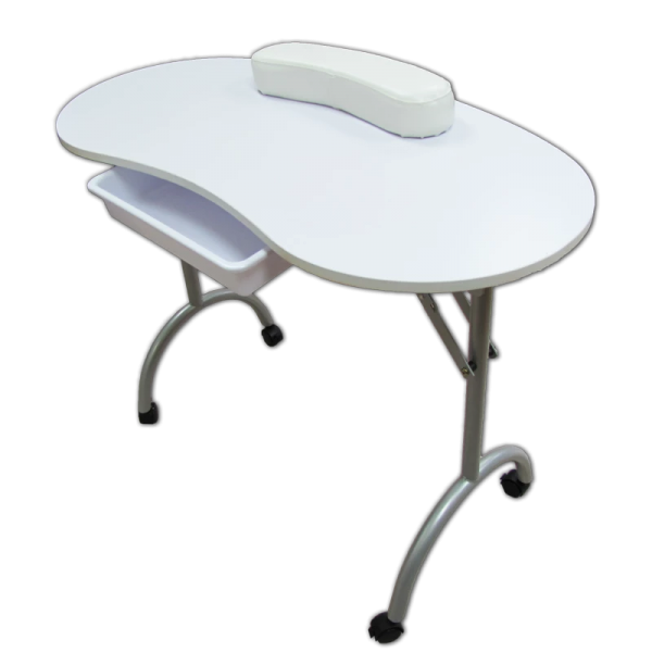 Manicure Table Foldable with Travel Bag and Armrest – White