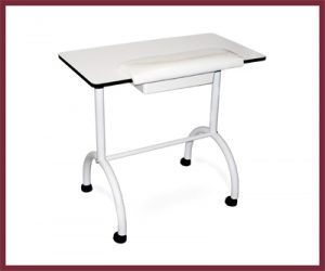 Manicure Table with Armrest and Drawer - White