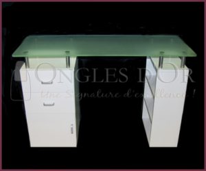 Manicure Table with Frosted Glass Top