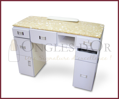 Manicure Table with Marble Top Extraordinary – Cream and Grey