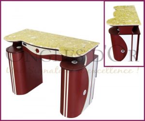 Manicure Table with Marble Top Integrity - Cream and Chocolate