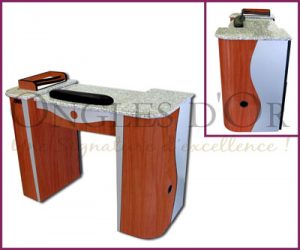 Manicure Table with Marble Top Marigold - Grey and Mahogany (544