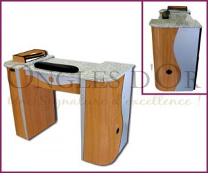 Manicure Table with Marble Top Marigold - Grey and Oak (282)