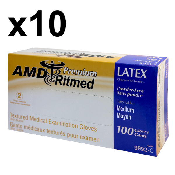 Multipurpose AMD Ritmed Latex Glove – medium 10 boxes of 100 gloves