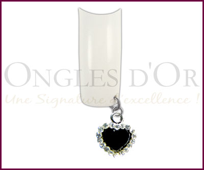 Nail Percing, Black Heart Clear Stones Contour (PO128)