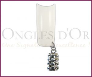 Nail Percing Silver Rectangle Clear Stones (PO152)