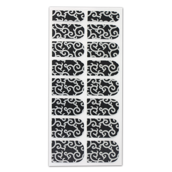 Nail Wrap Foil Stickers – Arabesque – Black/Silver #102
