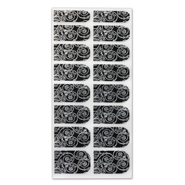 Nail Wrap Foil Stickers – Arabesque – Black/Silver #174