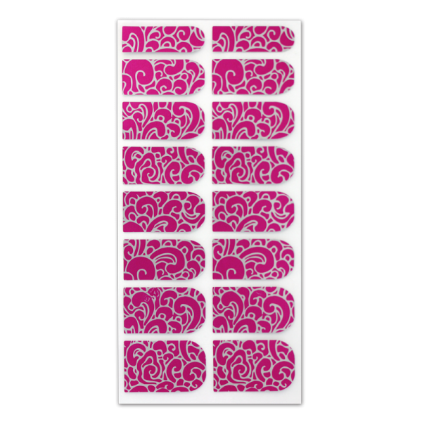 Nail Wrap Foil Stickers – Arabesque – Pink/Silver #129