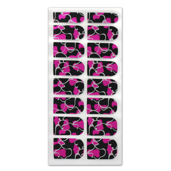 Nail Wrap Foil Stickers – Camo – Black/Pink/Silver #184
