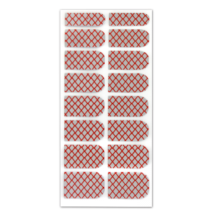 Nail Wrap Foil Stickers - Criss Cross - Red/Silver #067