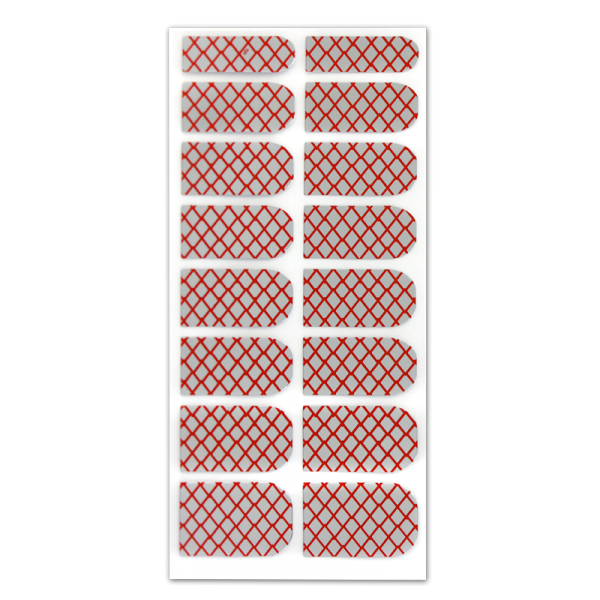 Nail Wrap Foil Stickers – Criss Cross – Red/Silver #067