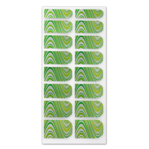 Nail Wrap Foil Stickers - Curves - Green/Yellow/Silver #106