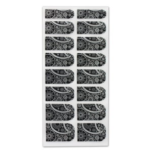 Nail Wrap Foil Stickers - Flower - Black/Silver #167