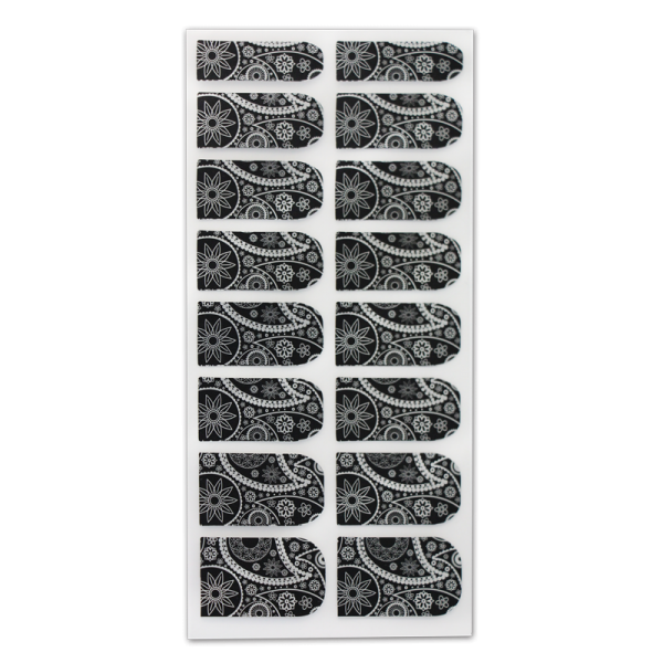 Nail Wrap Foil Stickers – Flower – Black/Silver #167