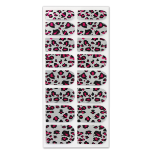 Nail Wrap Foil Stickers - Leopard - Black/Pink/Silver #124