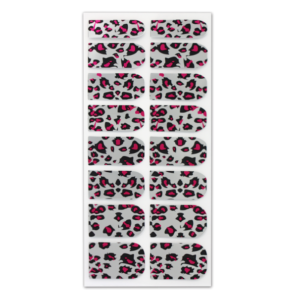 Nail Wrap Foil Stickers – Leopard – Black/Pink/Silver #124