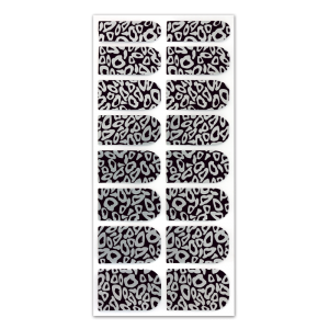 Nail Wrap Foil Stickers - Leopard - Black/Silver #016