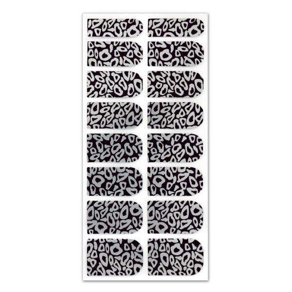 Nail Wrap Foil Stickers – Leopard – Black/Silver #016