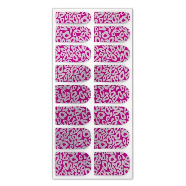 Nail Wrap Foil Stickers – Leopard – Pink/Silver #078