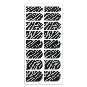 Nail Wrap Foil Stickers - Zebra Pattern - Black/Silver #181