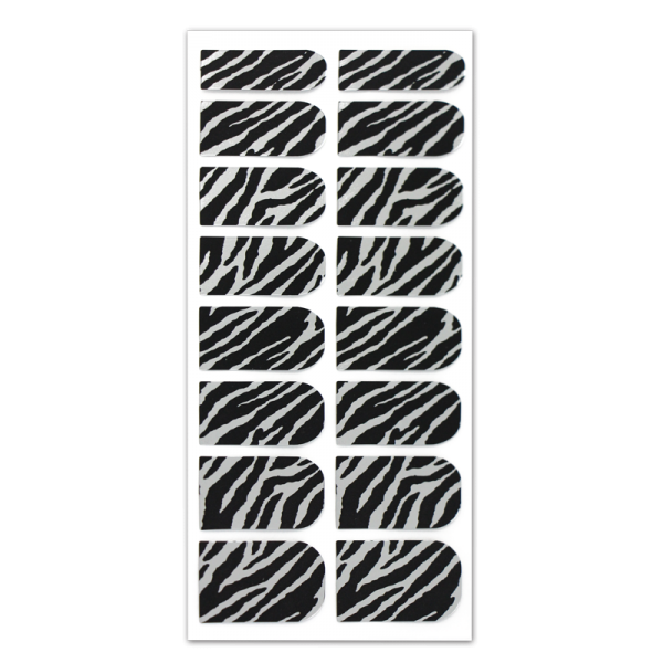 Nail Wrap Foil Stickers – Zebra Pattern – Black/Silver #181